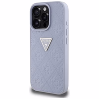 Guess Hot Stamp 4G Pattern Triangle Metal Logo viedtālruņa apvalks iPhone 16 Pro Max - violets