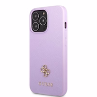 Guess GUHCP13XPS4MU iPhone 13 Pro Max 6.7" violets/violets cietais apvalks Saffiano 4G mazs metāla logotips