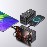 Dudao K11 Max 30000mAh portatīvais lādētājs ar iebūvētiem kabeļiem - melna