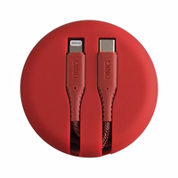 MFi Uniq Halo USB-C / Lightning 18W neilona spirāles kabelis 1.2 m – sarkans
