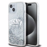 DKNY šķidrā spīduma lielā logotipa viedtālruņa apvalks iPhone 15 / 14 / 13 - balts