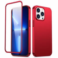 Joyroom 360 pilns viedtālruņa apvalks ar priekšējo un aizmugurējo vāciņu iPhone 13 Pro Max + rūdītā stikla aizsargstikls sarkans (JR-BP928 red)