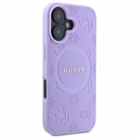 Guess Saffiano Peony Classic Logo Magnētiskais viedtālruņa apvalks iPhone 16 Plus - violets