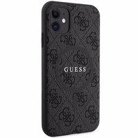 Guess GUHMN61G4GFRK iPhone 11 6.1" XR melns kvetasis apvalks 4G Kolekcija Ādas Metāla Logo MagSafe - melns
