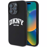 DKNY Silikona baltais drukāts logotips magnētiskais viedtālruņa apvalks iPhone 16 Pro Max - melns