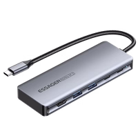 Adapteris Essager "6 in 1" pelēks (In: Type-C)