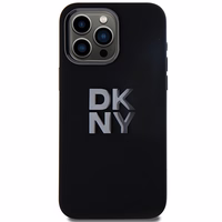 DKNY Šķidrs silikona metāla logotips viedtālruņa apvalks iPhone 15 Pro Max - melns