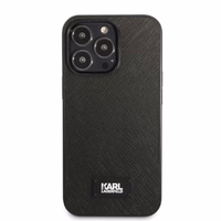 Karl Lagerfeld KLHCP13LSFMP2K iPhone 13 Pro / 13 6.1" cietais apvalks melns/melns Saffiano plāksne