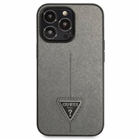 Guess GUHCP14LPSATLG iPhone 14 Pro 6.1 "sudraba/sudraba cietais apvalks SaffianoTriangle Logo