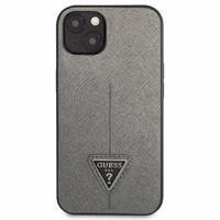 Guess GUHCP14SPSATLG iPhone 14 6.1 "sudraba cietais apvalks SaffianoTriangle Logo