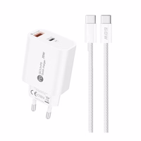 A6MaxL 20W USB-A USB-C sienas lādētājs ar USB-C - USB-C 1m kabeli – balts