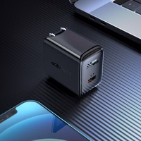 Acefast A23 30W GaN USB-C sienas lādētājs (ASV) – melns