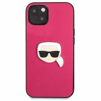 Karl Lagerfeld Ādas Ikonik Karl's Head Metāla apvalks iPhone 13 mini - rozā