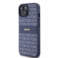 DKNY Ādas mono svītra un metāla logotips viedtālruņa apvalks iPhone 15 / 14 / 13 - zils