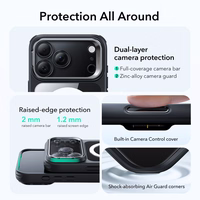 ESR Classic Hybrid Kickstand Magnētiskais viedtālruņa apvalks iPhone 17 Pro Max - caurspīdīgs melns