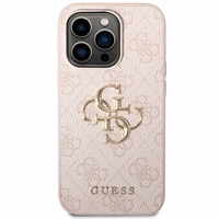 Guess 4G Big Metal Logo viedtālruņa apvalks iPhone 15 Pro – rozā