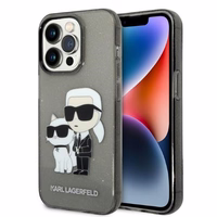 Karl Lagerfeld Spīdums Karl&Choupette viedtālruņa apvalks iPhone 14 Pro - melns