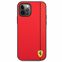 Ferrari FESAXHCP12LRE iPhone 12 Pro Max 6.7" sarkans/sarkans cietais viedtālruņa apvalks On Track Carbon Stripe