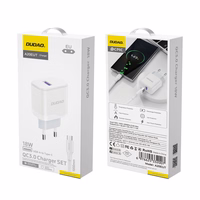 Dudao A20EU USB-A 18W sienas lādētājs - balts + USB-A - USB-C kabelis