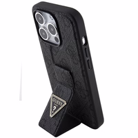 Guess viedtālruņa apvalks ar statīvu Grip Stand 4G Triangle Strass iPhone 15 Pro Max - melns