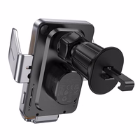 HOCO auto turētājs ar bezvadu uzlādi gaisa ventilācijai 15W HW7 pelēks