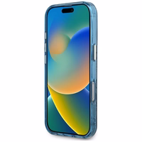 Guess IML Metal Glitter 4G Circle Triangle magnētiskais viedtālruņa apvalks iPhone 16 Pro - zils