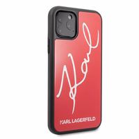 Karl Lagerfeld Signature Glitter viedtālruņa apvalks iPhone 11 Pro - sarkans