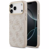 Guess 4G PU Classic Logo Magnētiskais viedtālruņa apvalks iPhone 17 Pro Max - rozā