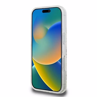 Guess IML 4G fons Magnētiskais viedtālruņa apvalks iPhone 16 Pro - balta