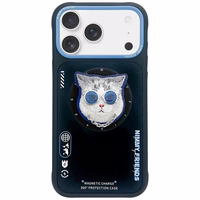 Nimmy Glasses Cool Cat magnētiskais viedtālruņa apvalks iPhone 17 Pro - melns un zils