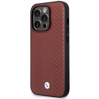 Viedtālruņa apvalks BMW BMHMP14L22RFGR iPhone 14 Pro 6.1" bordo/bordo ādas dimanta raksts MagSafe