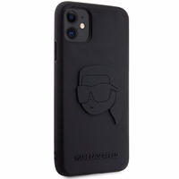 Karl Lagerfeld KLHCN613DRKNK iPhone 11 / Xr 6.1" melns/melns cietais apvalks gumijas Karla galva 3D