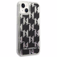 Karl Lagerfeld KLHCP14SLMNMK iPhone 14 6.1 "cietais viedtālruņa apvalks melns / melns šķidrais mirdzums Monogram