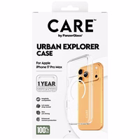 CARE by PanzerGlass Flagship Urban Explorer Magnētiskais viedtālruņa apvalks ar baltu MagSafe iPhone 17 Pro Max - caurspīdīgs