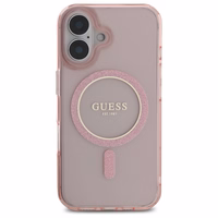 Guess GUHMP16SHFGEREP iPhone 16 6.1" rozā/rozā cietais apvalks IML Glitter Circle Magnētiskais