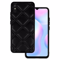 Ādas 3D viedtālruņa apvalks Xiaomi Redmi 9A dizains 3 melns