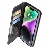 Cellularline Book Agenda - iPhone 14 maciņš with MICROBAN coating (melns)