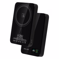 Blavec Portatīvais lādētājs 10000mAh BJ-04 Plāns 13,5mm - Type C - 22,5W magnētiskā Magsafe 3 in 1 (PBBJ04-MC10B) melna stikls