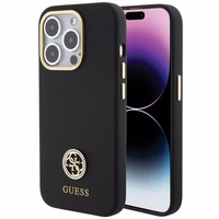 Guess silikona Logo Strass 4G viedtālruņa apvalks iPhone 15 Pro Max - melns