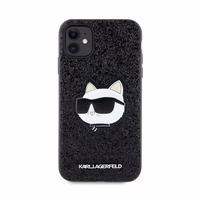 Karl Lagerfeld KLHCN61G2CPK iPhone 11 / Xr 6.1" melns cietais viedtālruņa apvalks Spīdumi Choupette Emblēma