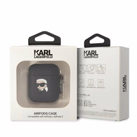 Karl Lagerfeld KLA2RUNIKK AirPods 1/2 apvalks melns/melns silikona Karl galva 3D