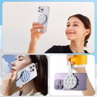 Silikona piesūcošs telefona turētājs magnētisks ar gredzenu MSH9 sarkans