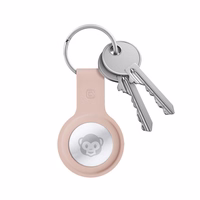 Crong Silicone maciņš with atslēgu piekariņš – aizsargājošs keychain maciņš Apple AirTag 1/2 (sand rozā)