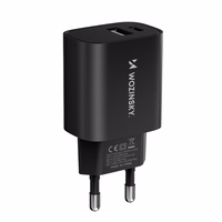 Wozinsky WGWCB USB-A USB-C 20W sienas lādētājs - melns