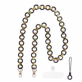 Telefona siksniņa 0809 melns-zeltains