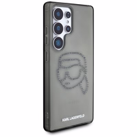 Karl Lagerfeld viedtālruņa apvalks ar rhinestones Karl Head logotipu Samsung Galaxy S25 Ultra melns
