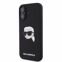 Karl Lagerfeld silikona viedtālruņa apvalks Karl Head Print Magnētiskais iPhone 16 - melns