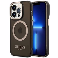 Guess GUHMP14XHTCMK iPhone 14 Pro Max 6.7" melns/melns cietais apvalks Zelta kontūra Daļēji caurspīdīgs Magnētiskais