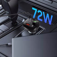 Tech-Protect CC06 3 portu PD72W auto lādētājs ar raidītāju - melns