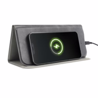 Peles paliktnis ar bezvadu lādētāju 15W OJD-82 brūns pelēks